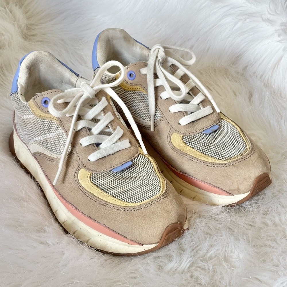 Madewell Kickoff Trainers Pink Blue Beige Suede Sz 7M